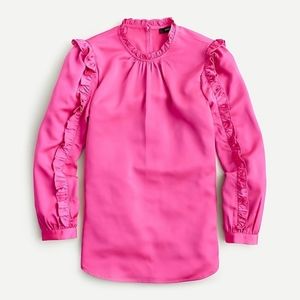 J. Crew Ruffle- Sleeve Satin Top